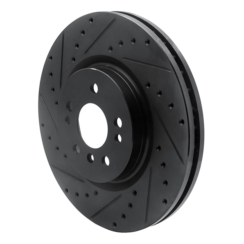 Mercedes-Benz ML350 Brake Rotor (1) - Front Left - R1 Concepts - Drilled & Slotted - Black - `06-`12